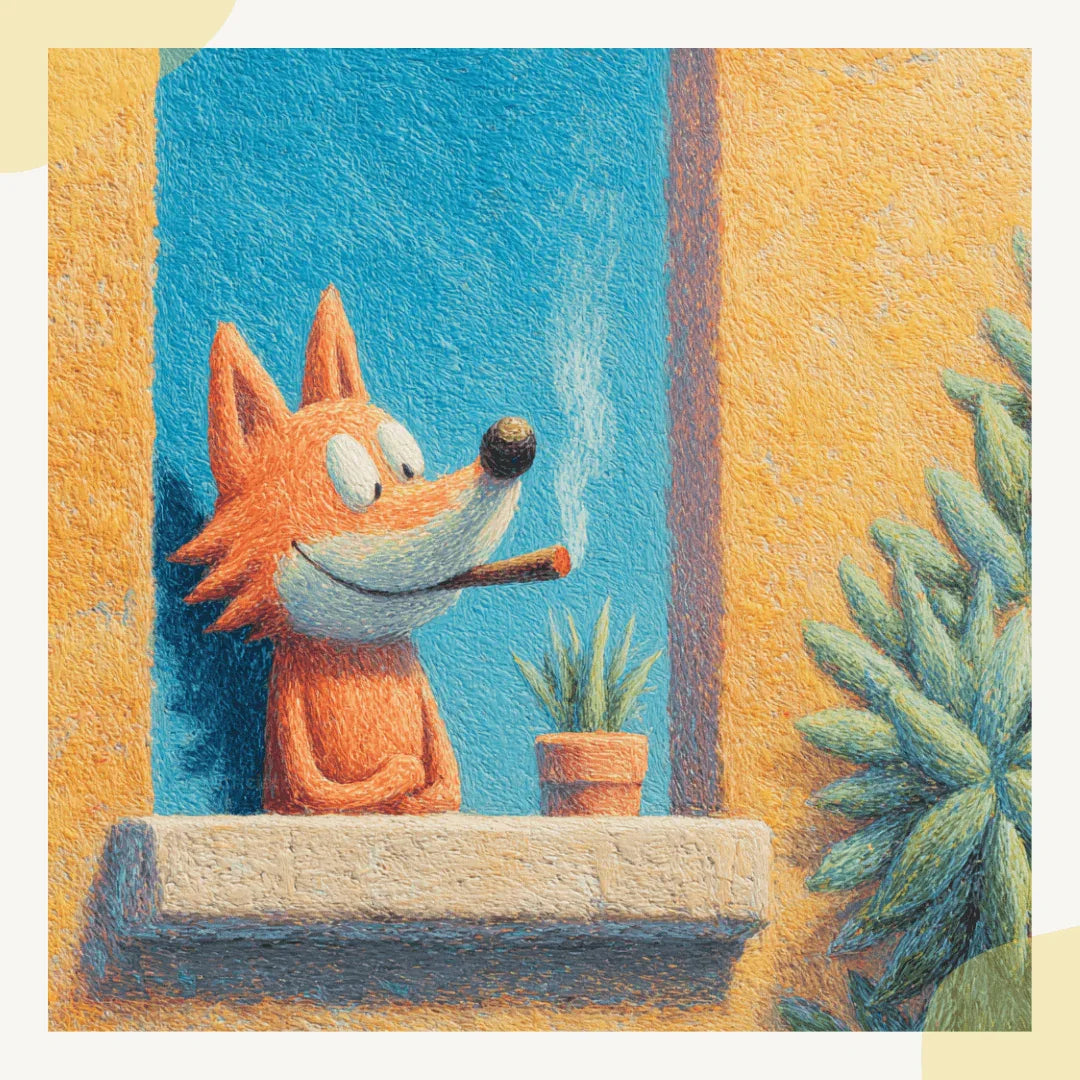 Midjourney Prompt for Cartoon Animals Smoking in Crayon Art Style - CITTRA Collective