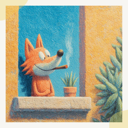 Midjourney Prompt for Cartoon Animals Smoking in Crayon Art Style - CITTRA Collective