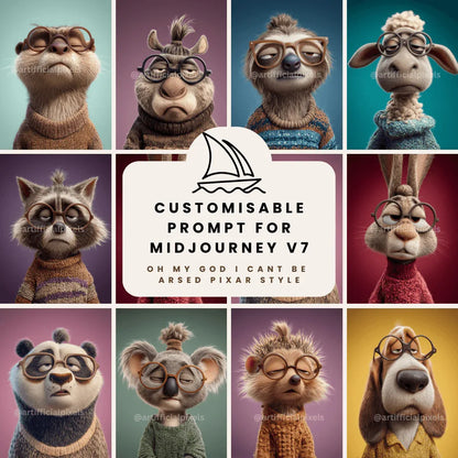 Midjourney Prompt for Creating Fed Up Pixar Style Animal Portraits - CITTRA Collective