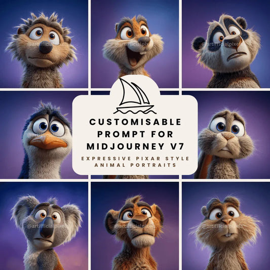 Expressive Pixar Style Animal Midjourney Prompt Bundle - CITTRA Collective