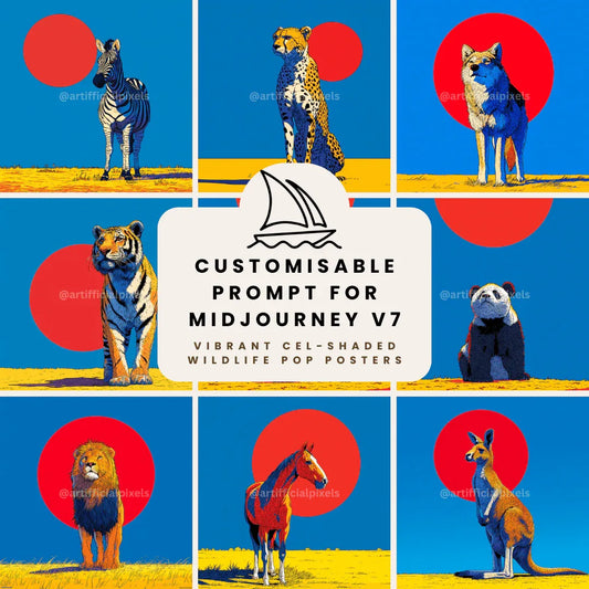 Vibrant Pop Art Animals Midjourney Prompt for Digital AI Art - CITTRA Collective