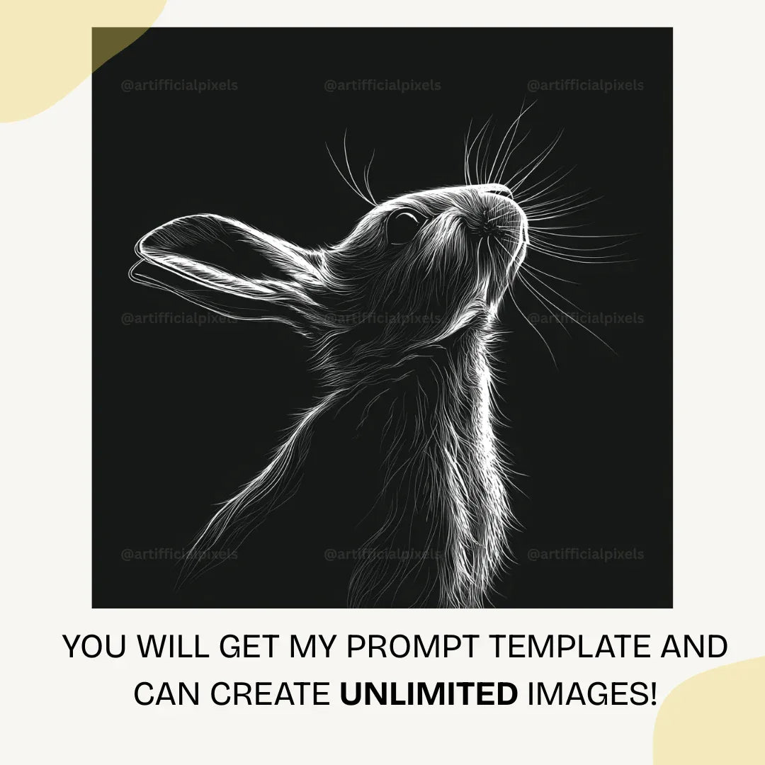 Minimalist black and white animal line art digital poster sample created with Midjourney V7 prompt for wall art and prints

