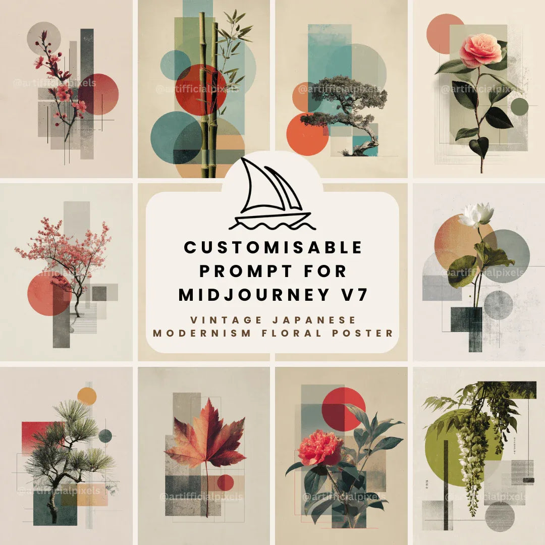 Minimalist Midjourney Prompt for Japanese Geometric Botanical Art - CITTRA Collective