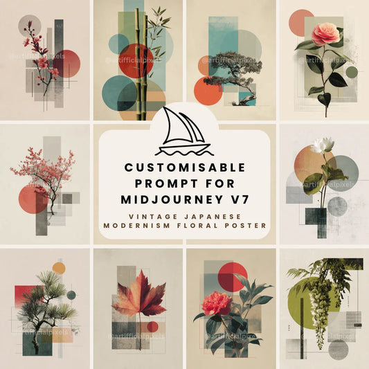 Minimalist Midjourney Prompt for Japanese Geometric Botanical Art - CITTRA Collective