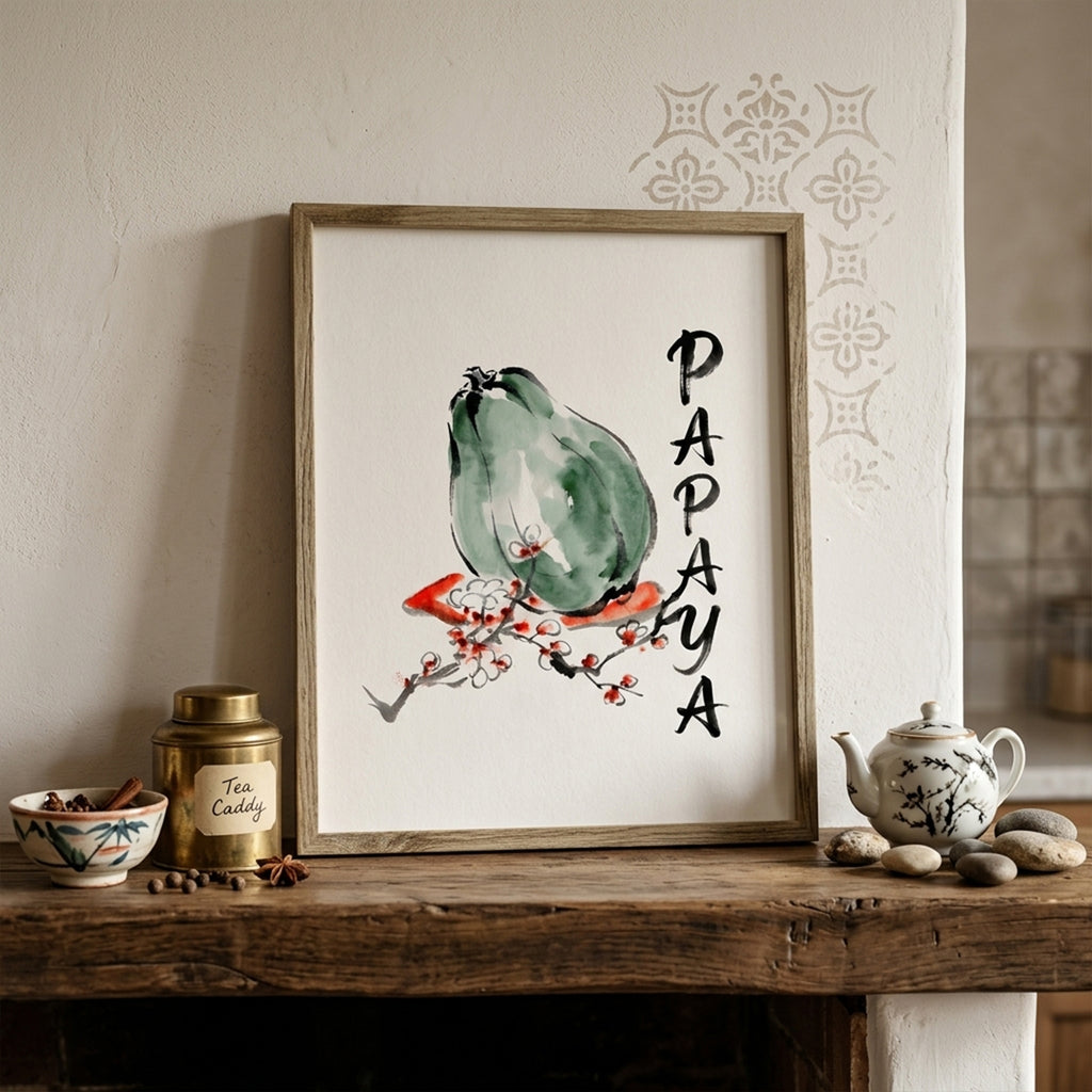 Green Papaya Watercolour Print