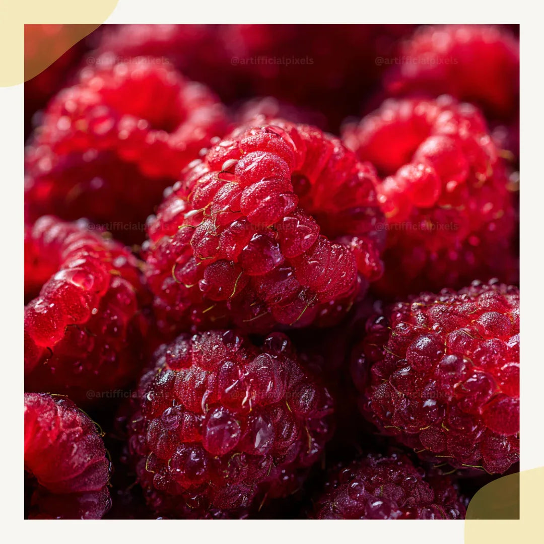 Photorealistic-close-up-of-a-juicy-raspberries-Midjourney-generated-image-with-water-droplets-and-soft-shadows-on-a-dark-background