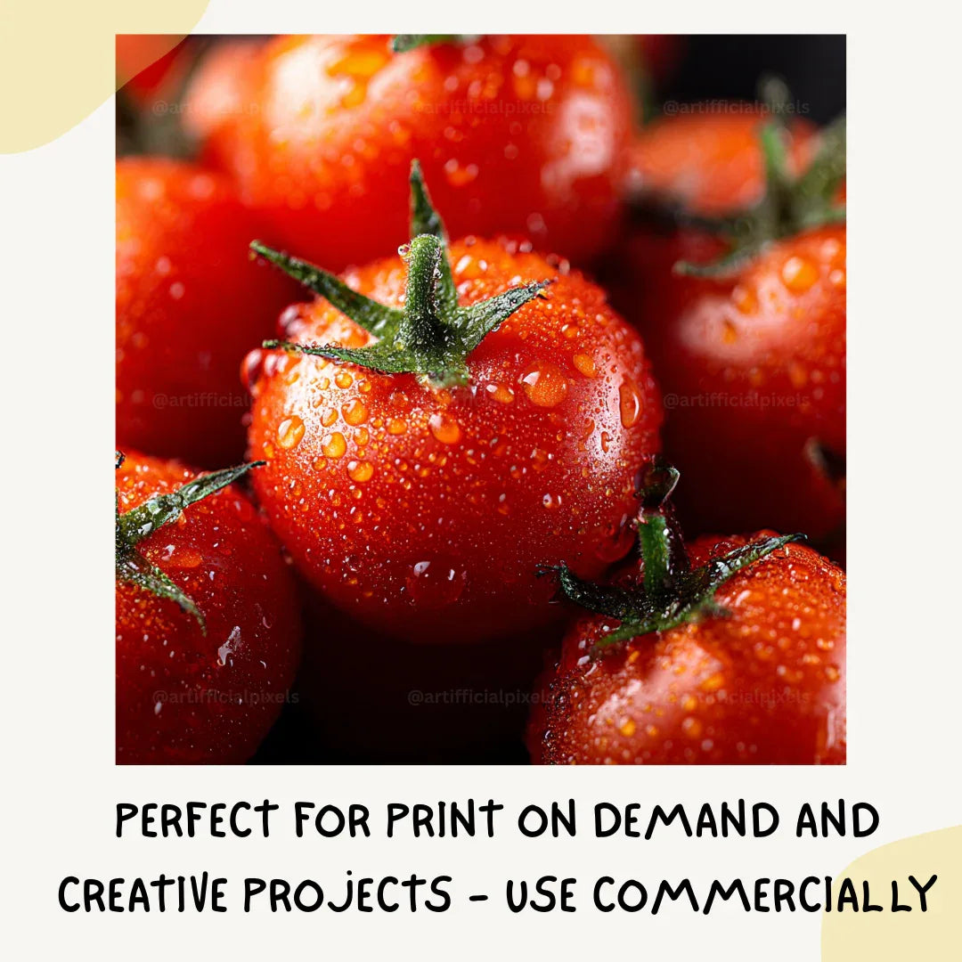 Photorealistic-close-up-of-a-juicy-cherry-tomatoes-Midjourney-generated-image-with-water-droplets-and-soft-shadows-on-a-dark-background