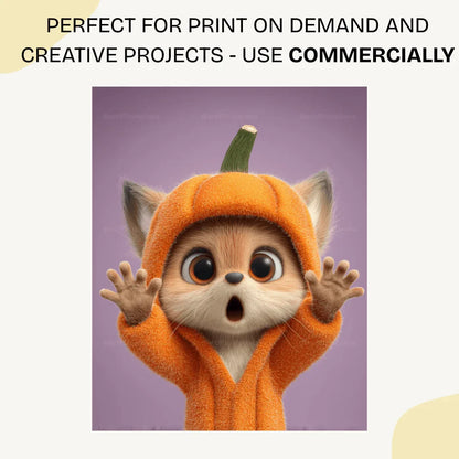 Editable Midjourney Prompt for Cute Pixar-Style Animals in Pumpkin Costumes - CITTRA Collective