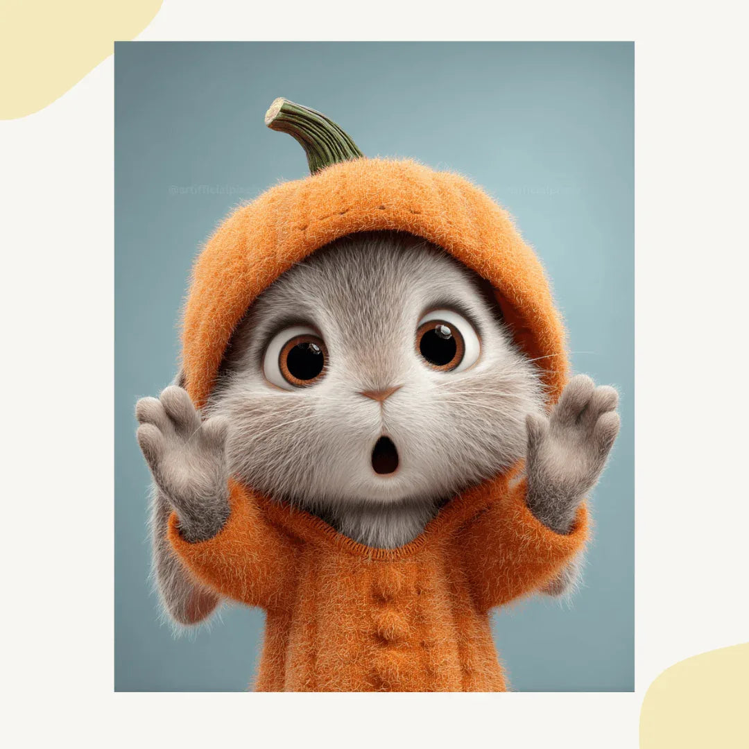 Editable Midjourney Prompt for Cute Pixar-Style Animals in Pumpkin Costumes - CITTRA Collective