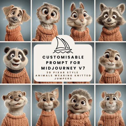 Pixar Style Animals Wearing Orange Jumpers Midjourney Prompt - CITTRA Collective