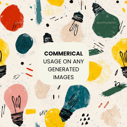 playful-sketch-illustration-patterns-midjourney-ai-prompt-light-bulbs
