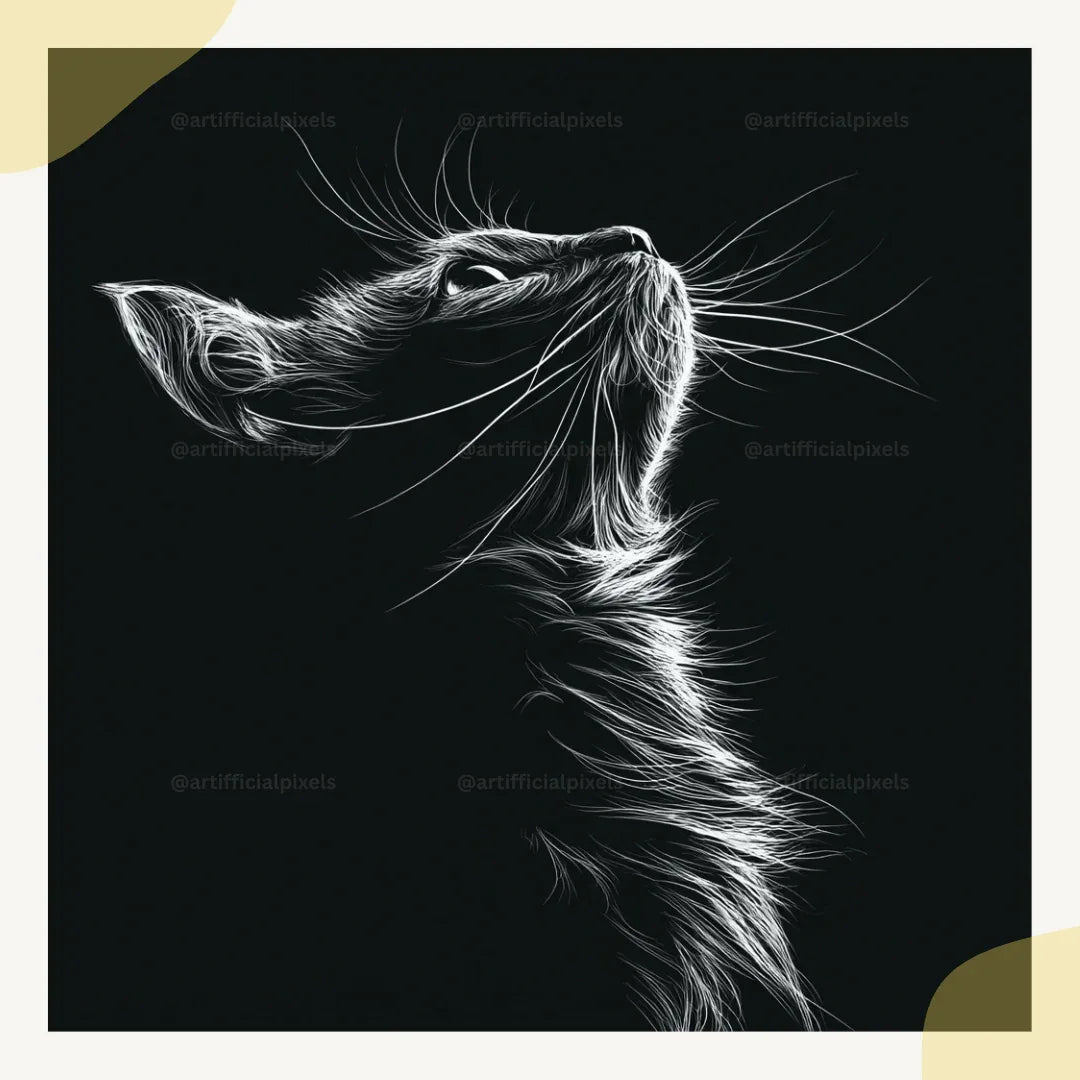 Professional animal line drawing created with tested Midjourney prompt template for consistent artistic results

