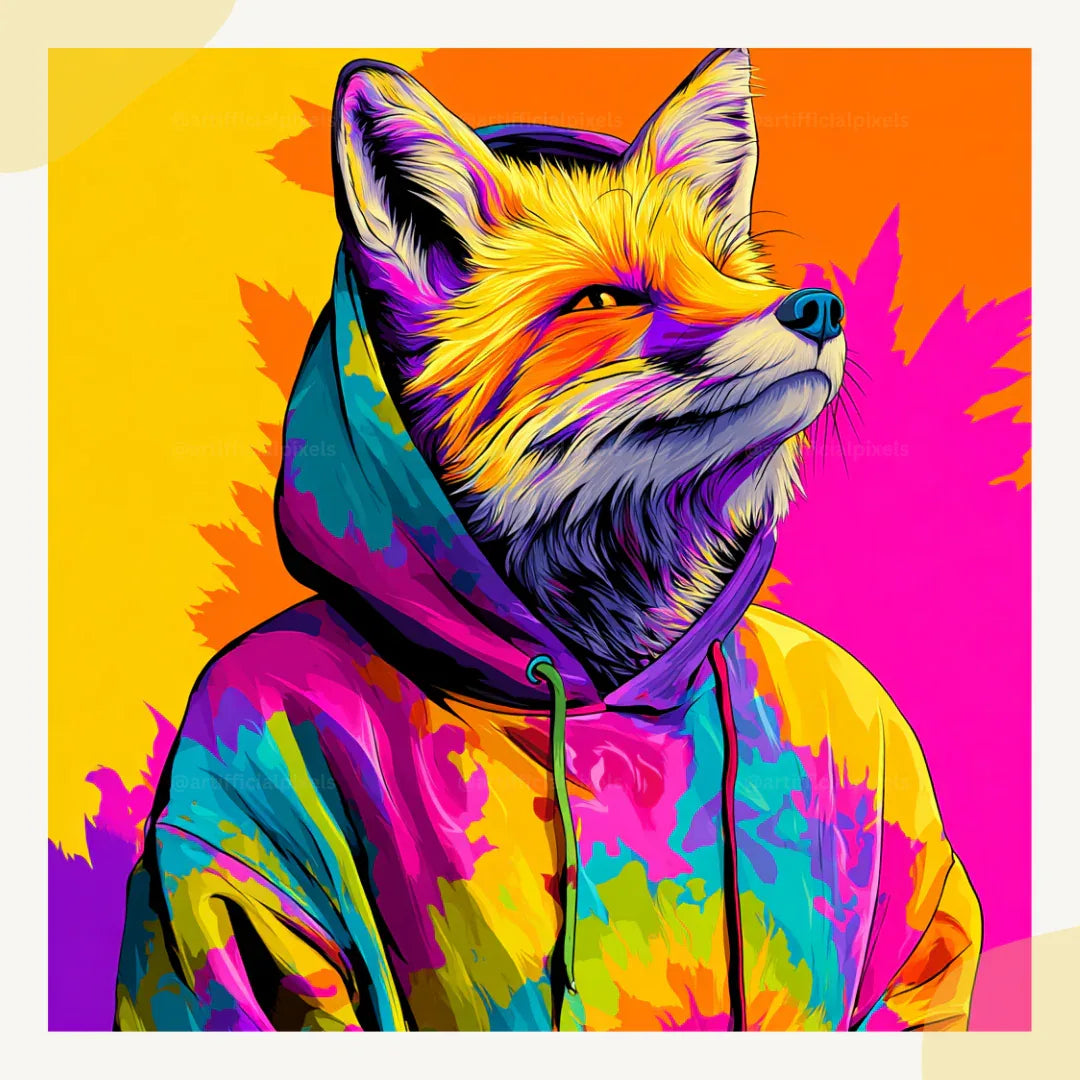 Tie Dye Streetwear Animal Portraits AI Art Prompt for Midjourney AI Image Generator - CITTRA Collective