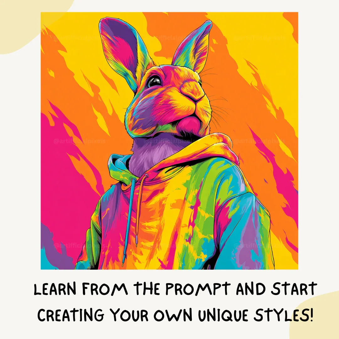 Tie Dye Streetwear Animal Portraits AI Art Prompt for Midjourney AI Image Generator - CITTRA Collective