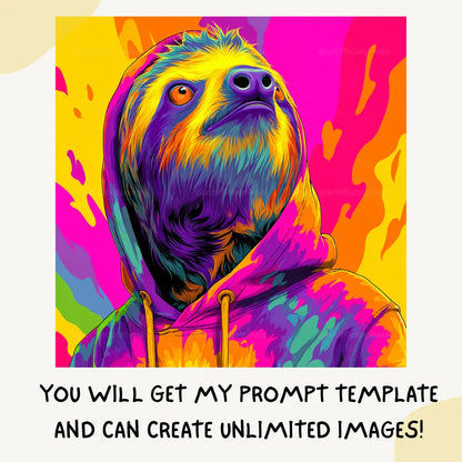 Tie Dye Streetwear Animal Portraits AI Art Prompt for Midjourney AI Image Generator - CITTRA Collective
