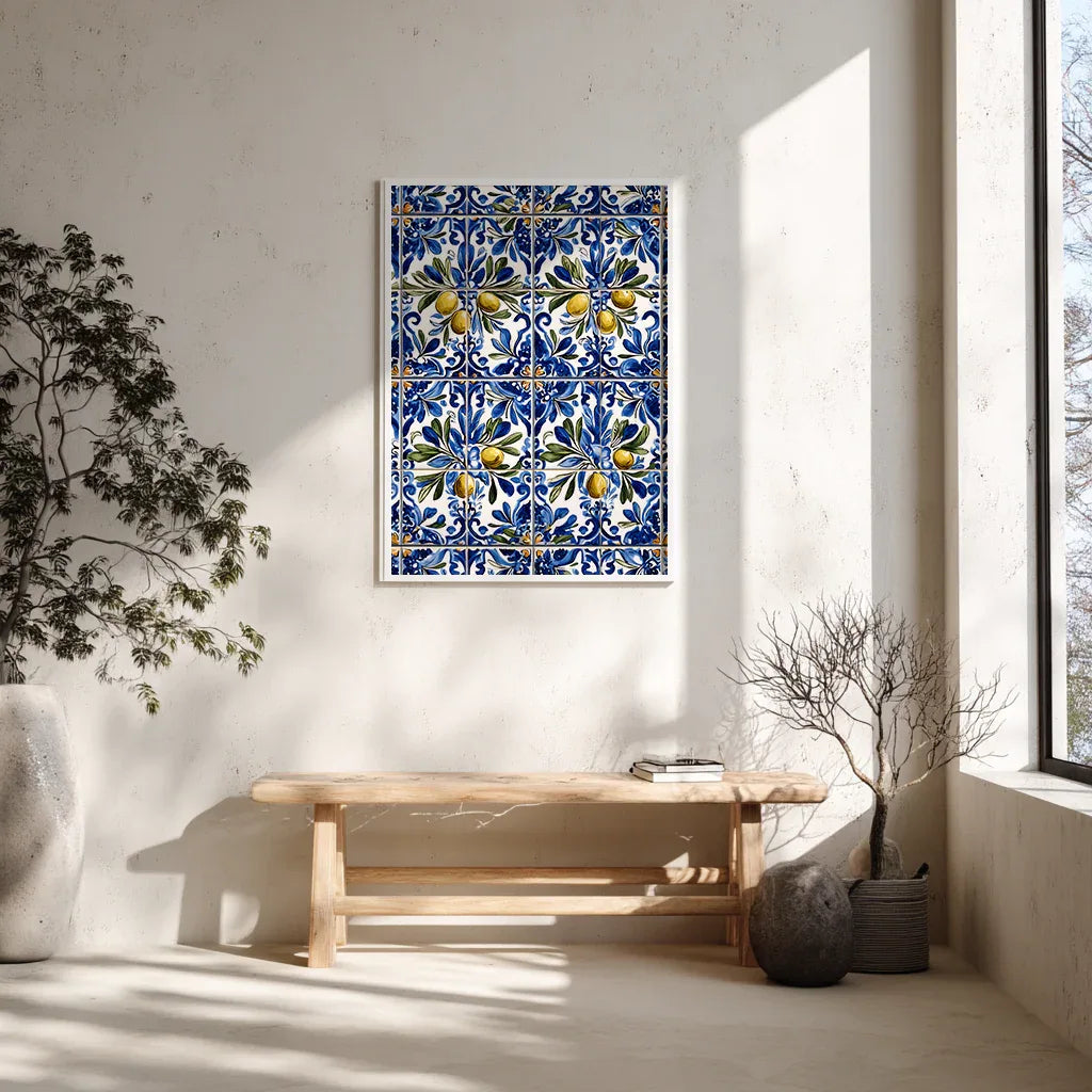 Portuguese Azulejo Olive Branch Poster - CITTRA Collective