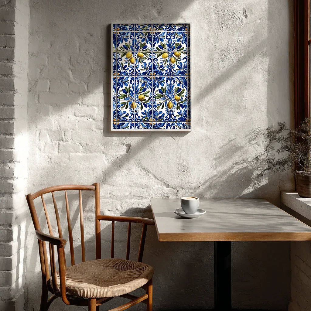 Portuguese Azulejo Olive Branch Poster - CITTRA Collective