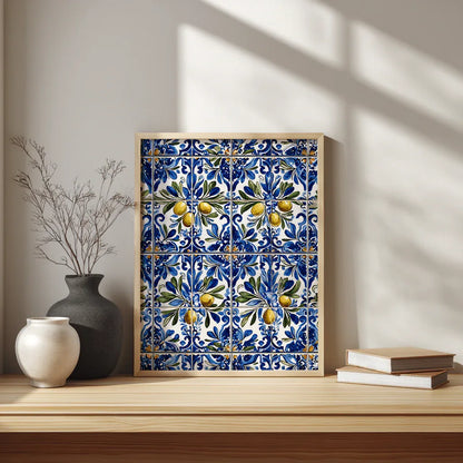 Portuguese Azulejo Olive Branch Poster - CITTRA Collective