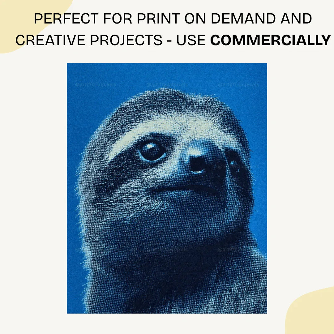 Midjourney Prompt for Blue Monochrome Animal Pointillism Posters - CITTRA Collective