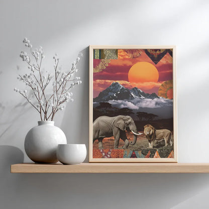 Kenyan Cultural Collage Art Print Inspired by African Landscapes and Wildlife - CITTRA Collective