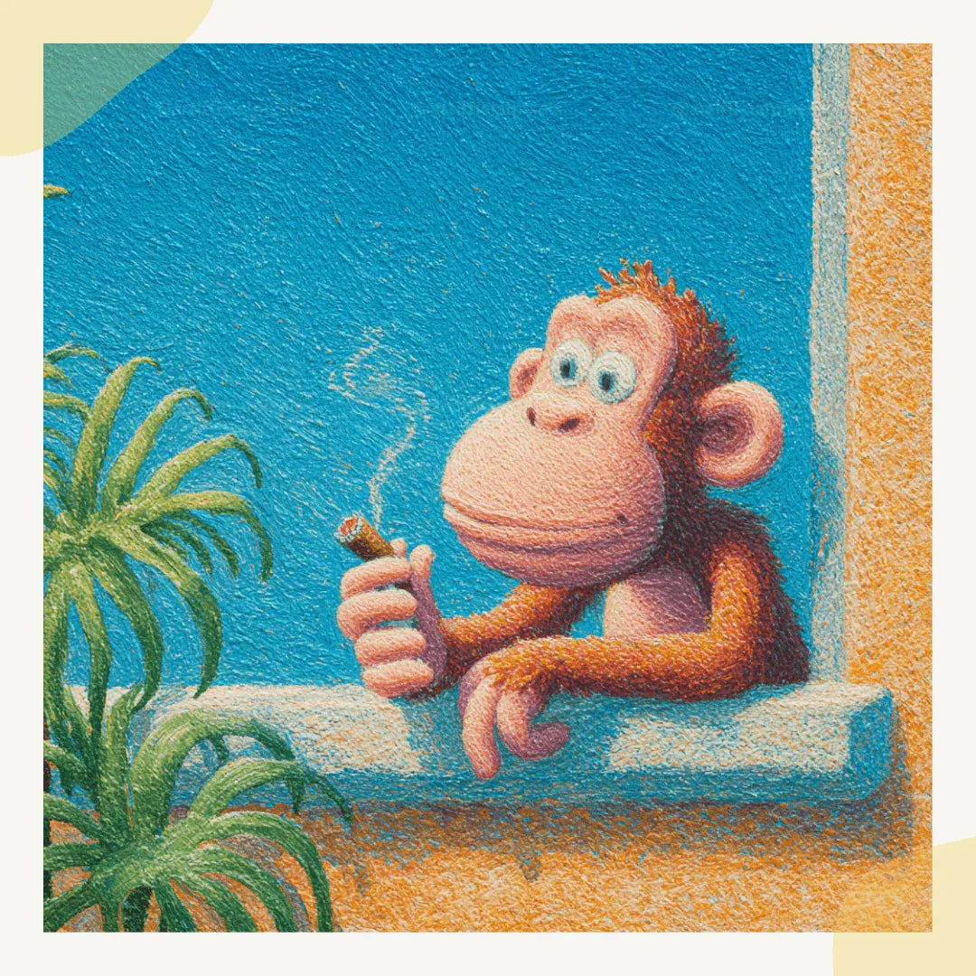 Midjourney Prompt for Cartoon Animals Smoking in Crayon Art Style - CITTRA Collective