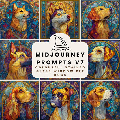 Stained Glass Dog Art Prompt for Midjourney AI Image Generator - CITTRA Collective