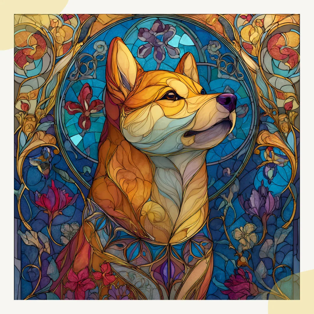 Stained Glass Dog Art Prompt for Midjourney AI Image Generator - CITTRA Collective