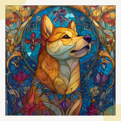 Stained Glass Dog Art Prompt for Midjourney AI Image Generator - CITTRA Collective