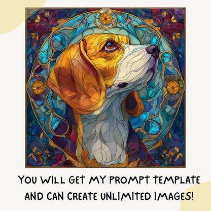 Stained Glass Dog Art Prompt for Midjourney AI Image Generator - CITTRA Collective
