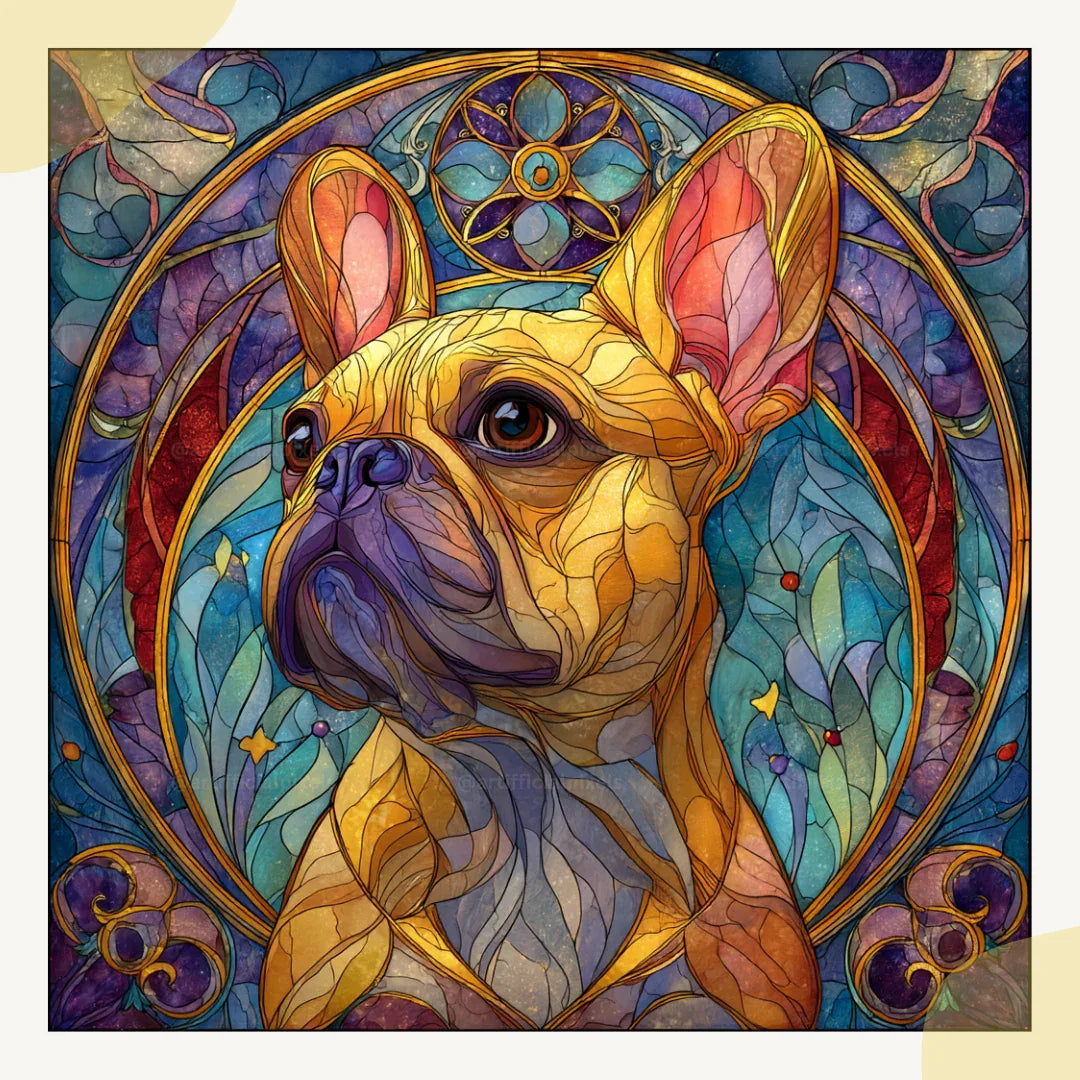 Stained Glass Dog Art Prompt for Midjourney AI Image Generator - CITTRA Collective