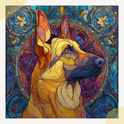 Stained Glass Dog Art Prompt for Midjourney AI Image Generator - CITTRA Collective
