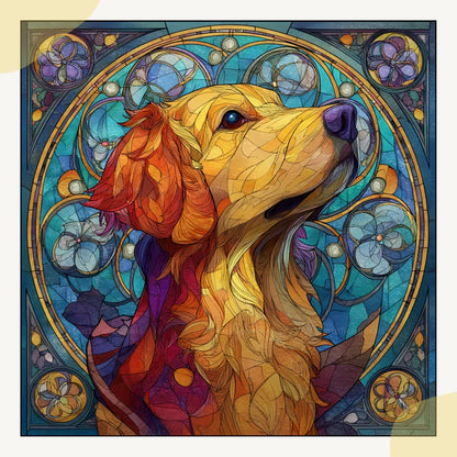 Stained Glass Dog Art Prompt for Midjourney AI Image Generator - CITTRA Collective