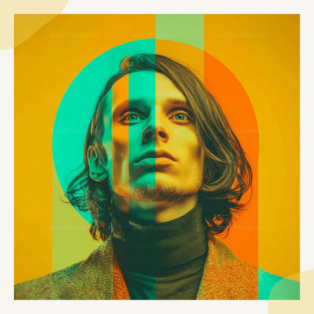 Stylised Split Tone Portrait Art Prompt for Midjourney AI Image Generator - CITTRA Collective