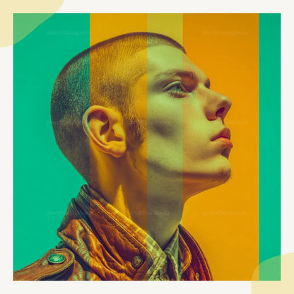 Stylised Split Tone Portrait Art Prompt for Midjourney AI Image Generator - CITTRA Collective