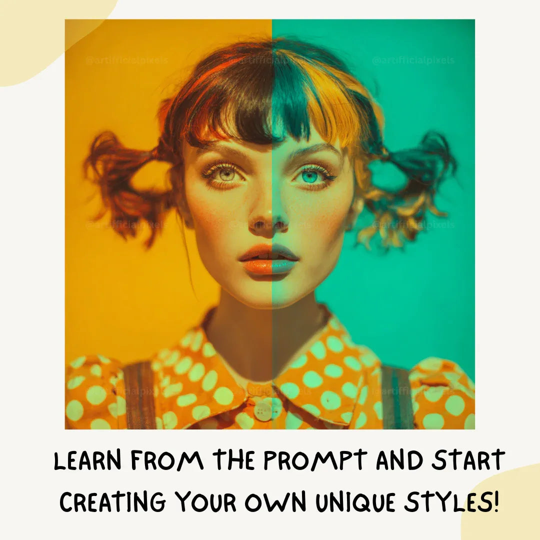 Stylised Split Tone Portrait Art Prompt for Midjourney AI Image Generator - CITTRA Collective