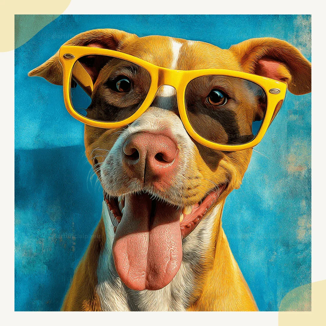 Summer dog AI art with retro style generated using customizable Midjourney prompt template for commercial digital art projects

