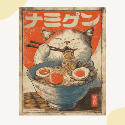 Vintage Ramen Animal Poster AI Art Prompt for Midjourney AI Image Generator - CITTRA Collective