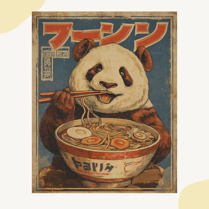 Vintage Ramen Animal Poster AI Art Prompt for Midjourney AI Image Generator - CITTRA Collective