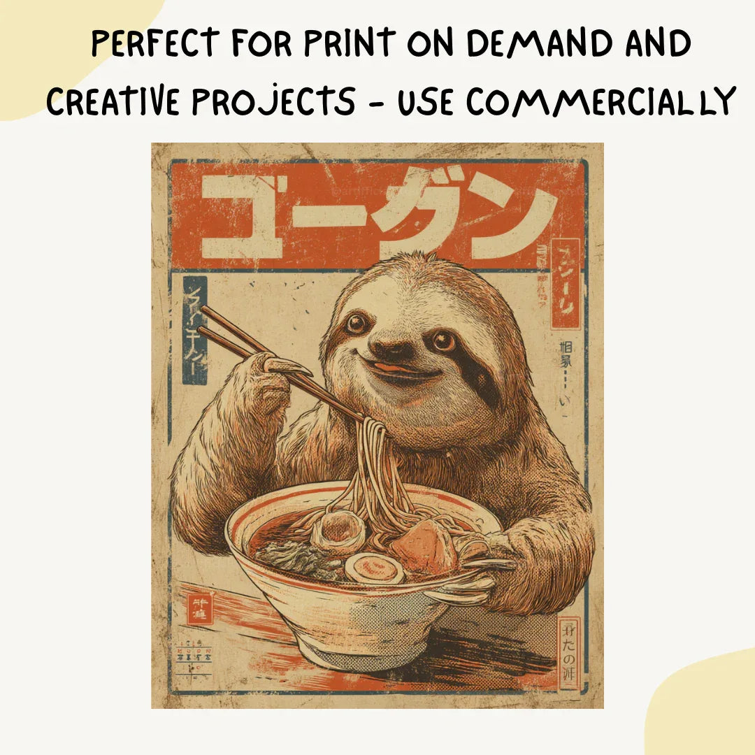 Vintage Ramen Animal Poster AI Art Prompt for Midjourney AI Image Generator - CITTRA Collective