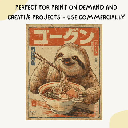 Vintage Ramen Animal Poster AI Art Prompt for Midjourney AI Image Generator - CITTRA Collective