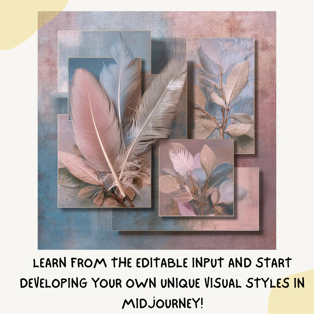vintage-botanical-blue-pink-collage-prompt-for-midjourney-ai-art-feathers