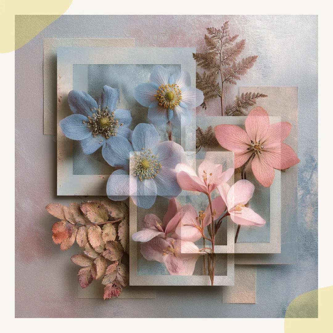 vintage-botanical-blue-pink-collage-prompt-for-midjourney-ai-art-flowers