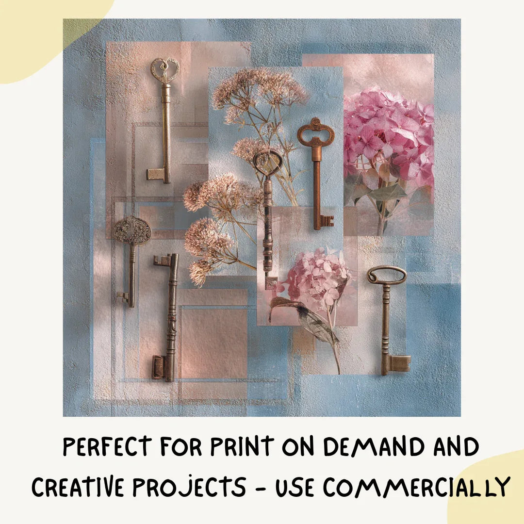 vintage-botanical-blue-pink-collage-prompt-for-midjourney-ai-art-keys