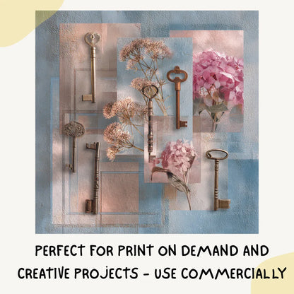 vintage-botanical-blue-pink-collage-prompt-for-midjourney-ai-art-keys