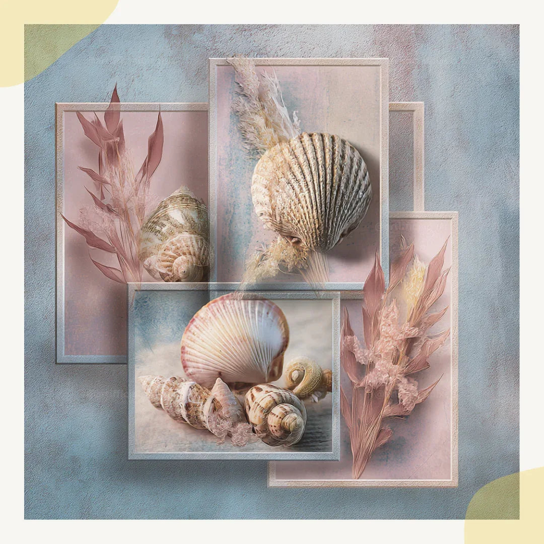 vintage-botanical-blue-pink-collage-prompt-for-midjourney-ai-art-seashells