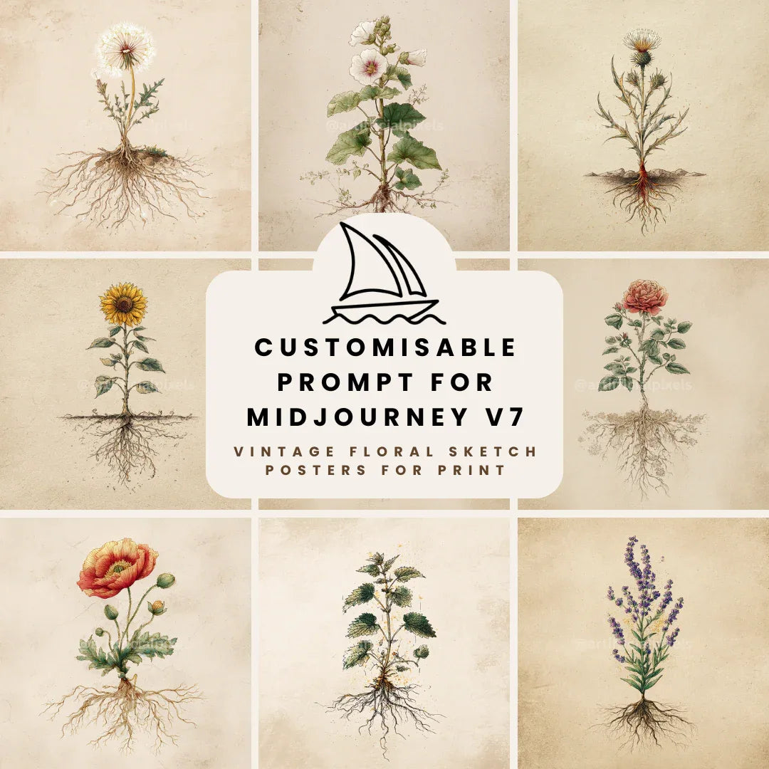 Editable Midjourney Prompt for Minimalist Botanical Ink Illustrations - CITTRA Collective