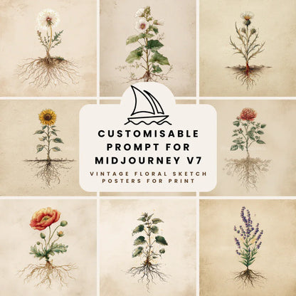 Editable Midjourney Prompt for Minimalist Botanical Ink Illustrations - CITTRA Collective