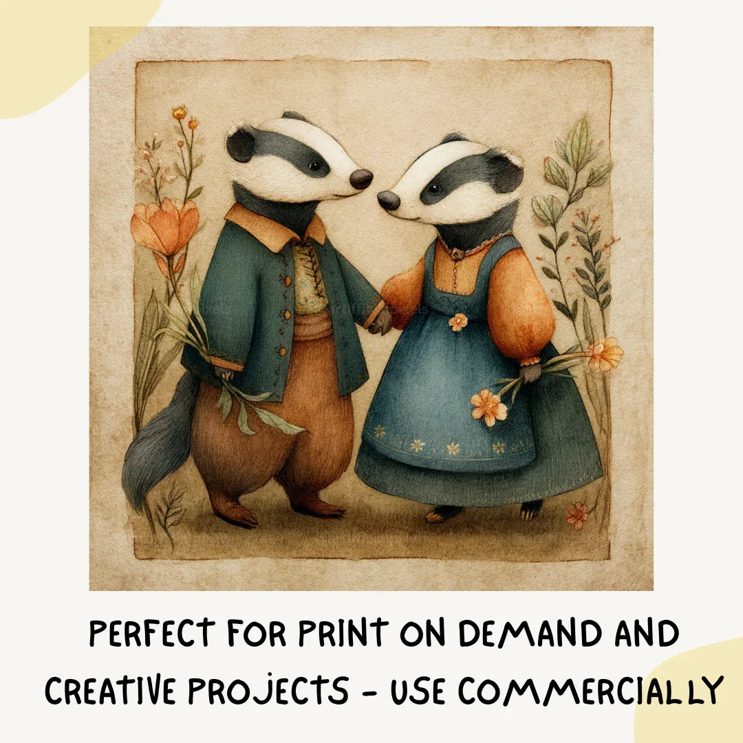 Vintage Folk Watercolour Animals AI Art Prompt for Midjourney AI Image Generator - CITTRA Collective