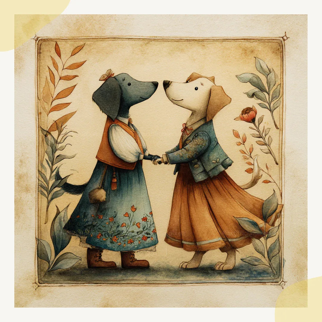 Vintage Folk Watercolour Animals AI Art Prompt for Midjourney AI Image Generator - CITTRA Collective