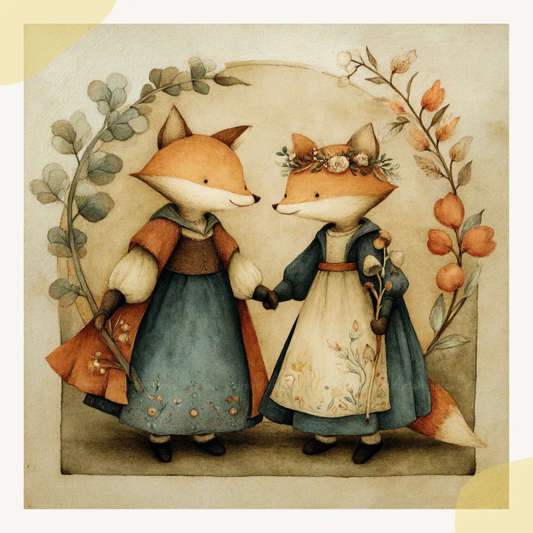 Vintage Folk Watercolour Animals AI Art Prompt for Midjourney AI Image Generator - CITTRA Collective